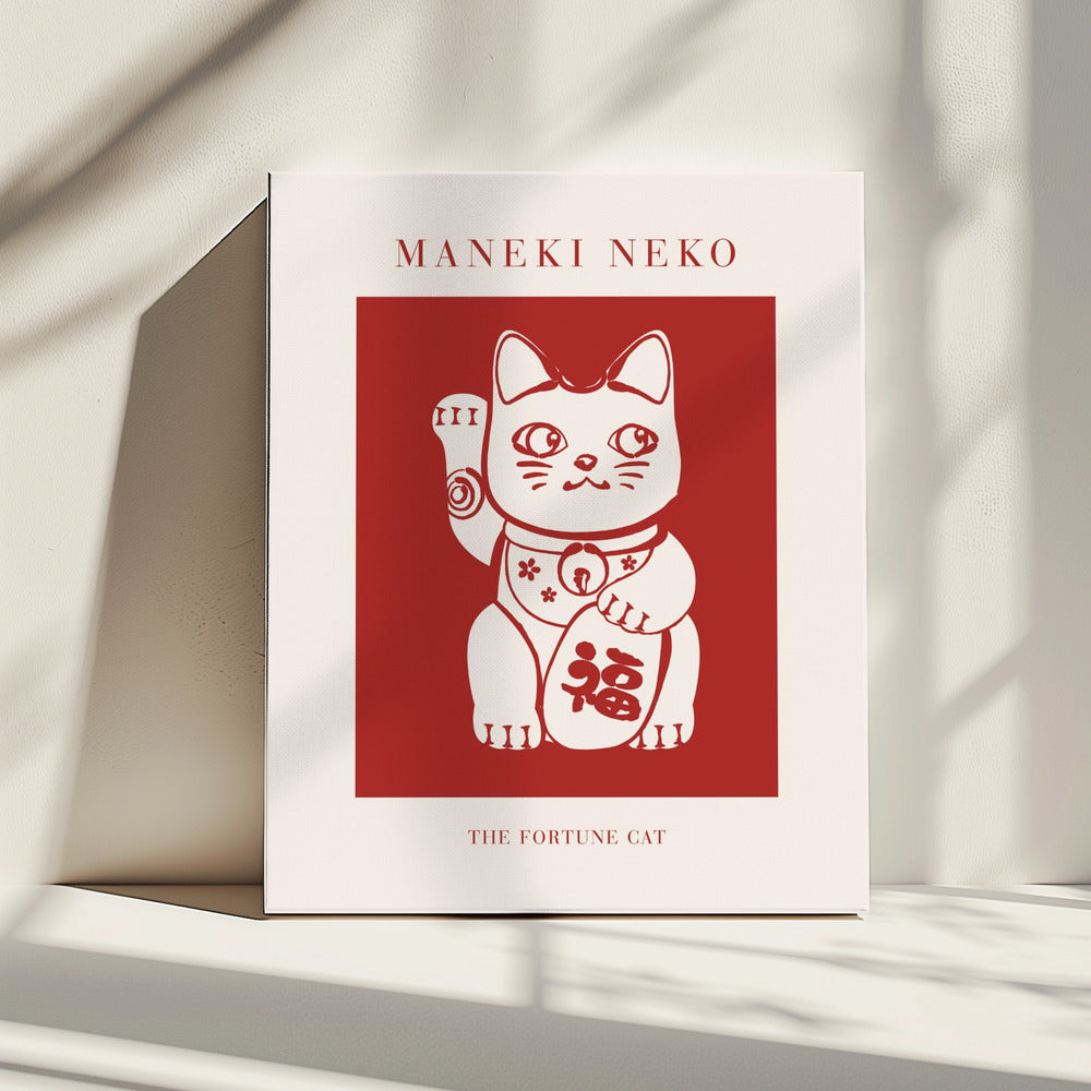 Maneki-Neko Cat Red | Canvas