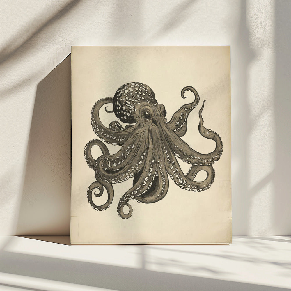 Octopus vintage handpainted | Canvas