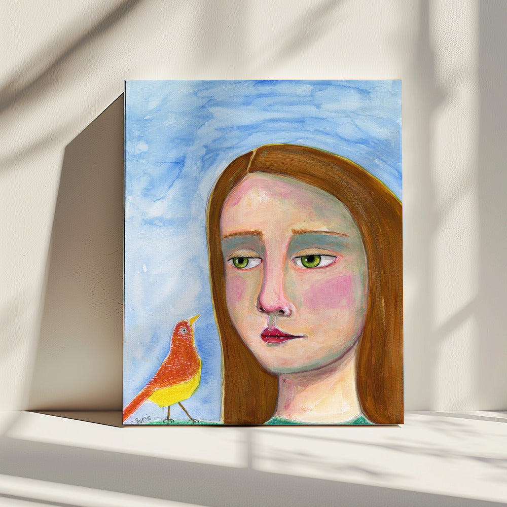 Lady With little Bird | Canvas
