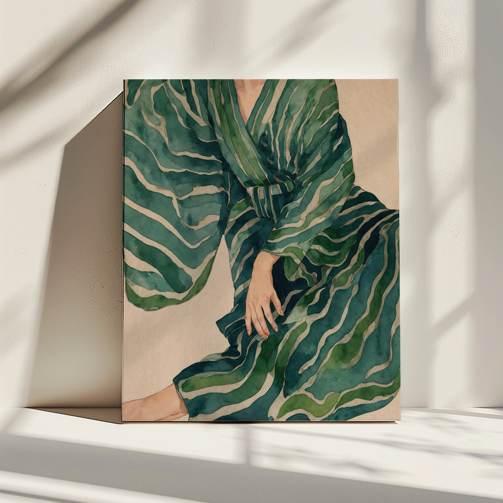 Green Kimono Flow | Canvas