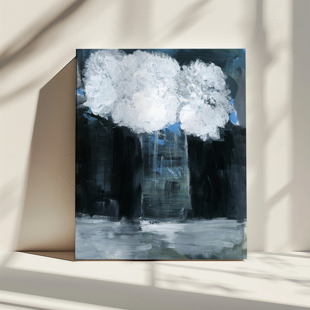 White Snowball Viburnum In Vase On Black Background | Canvas