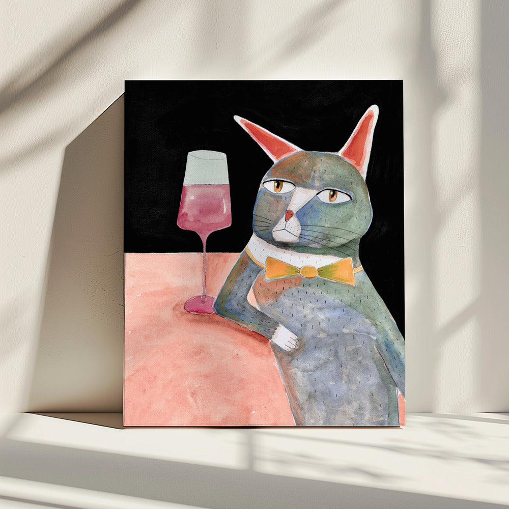 Bar Cat with Bow Tie | Canvas