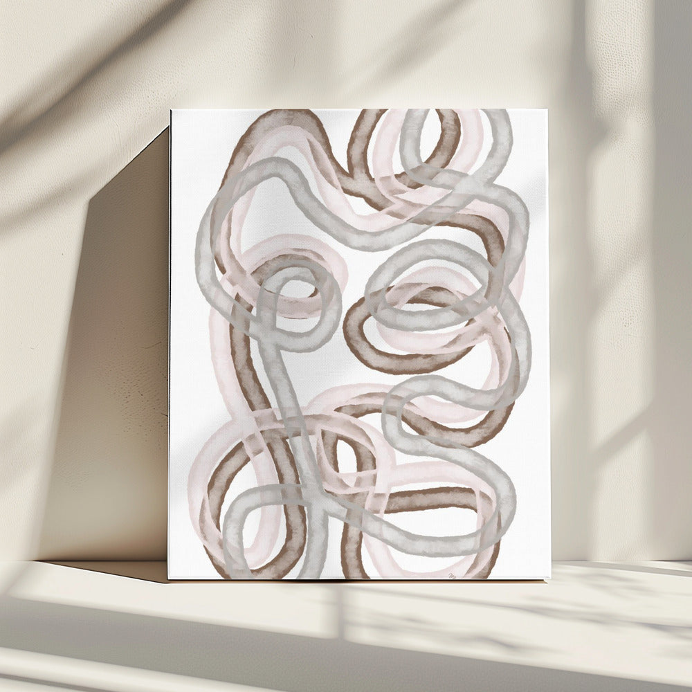 Abstract Intertwined Lines In Soft Earthy Tones | Canvas