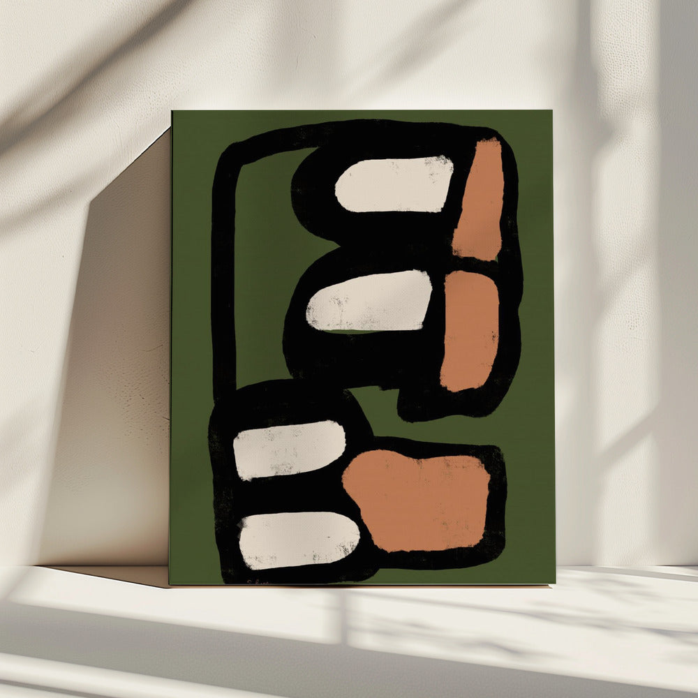 Oval abstract green | Canvas