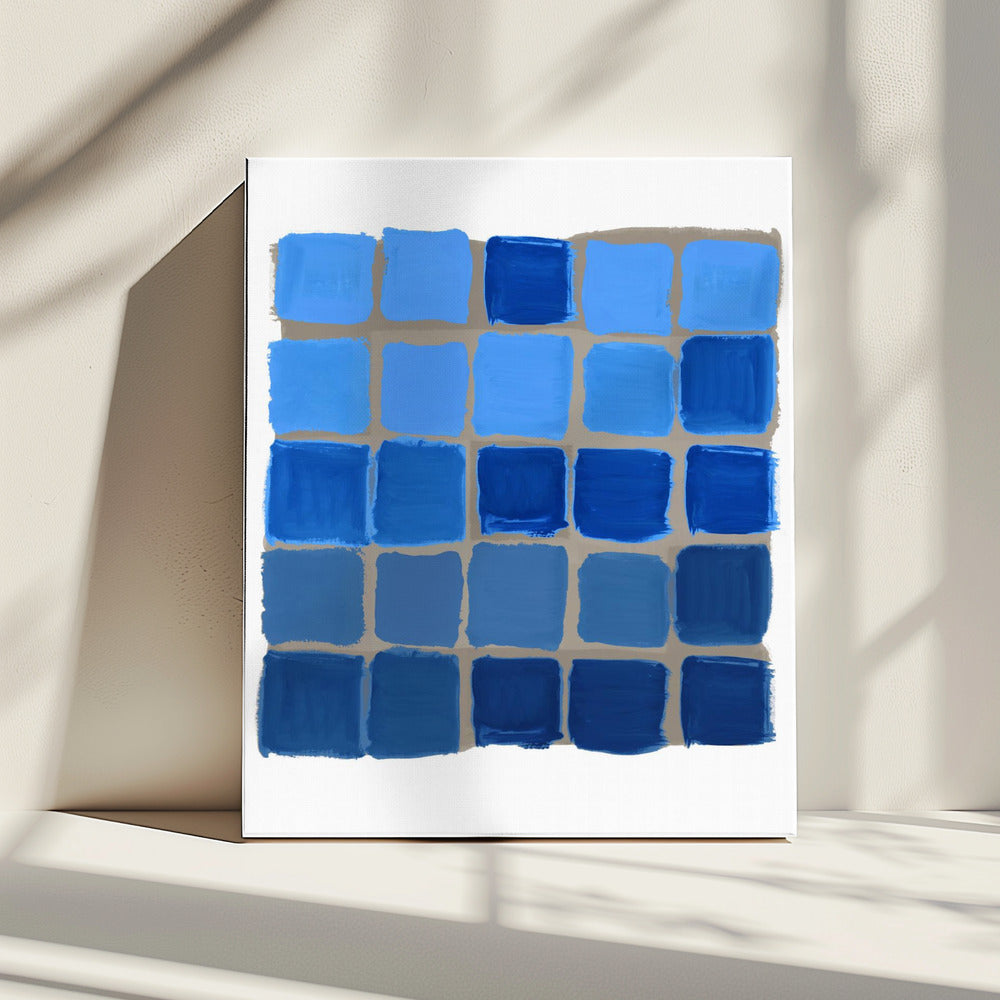 Blue Checkered Square Print | Canvas