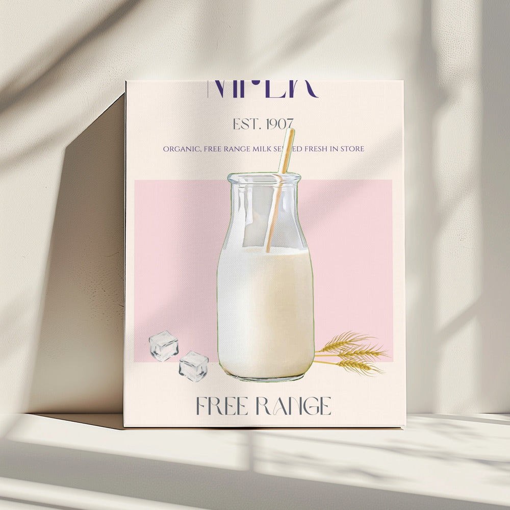 Organic Free Range Milk in a Clear Bottle with Straw | Canvas
