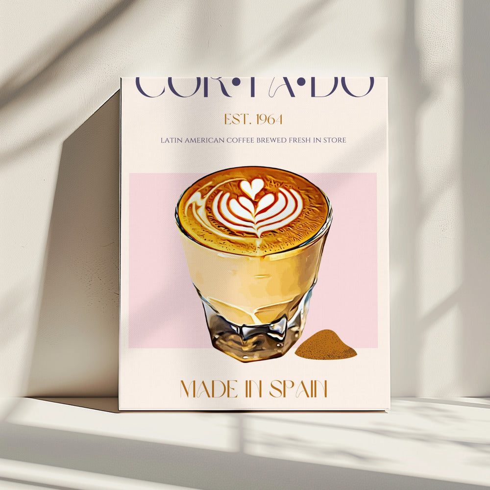 Cortado Coffee Illustration With Latte Art | Canvas