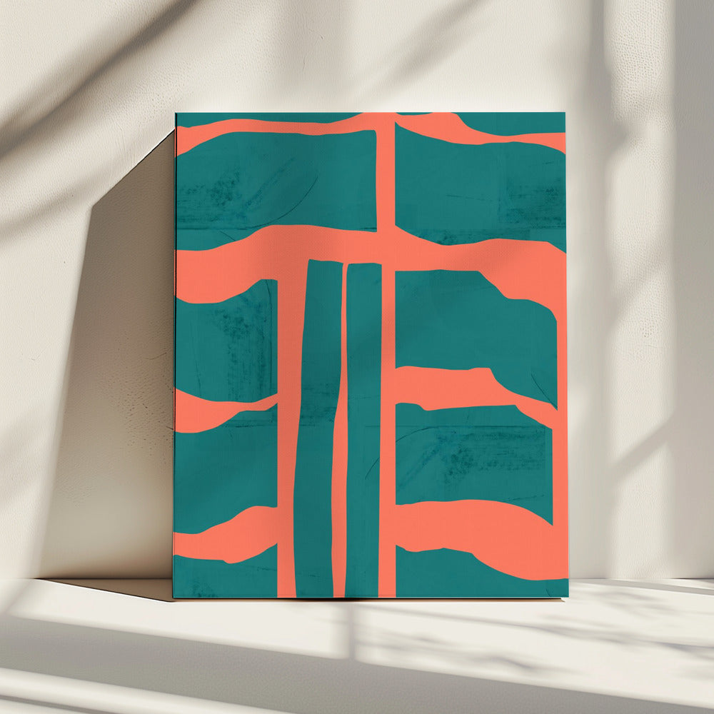 Turquoise &amp; Coral Abstraction 1 | Canvas