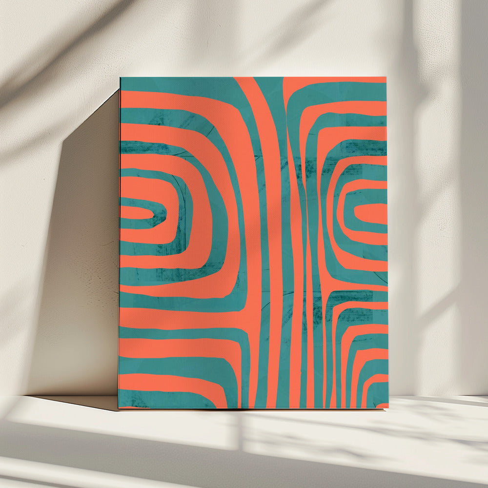 Turquoise &amp; Coral Abstraction 2 | Canvas