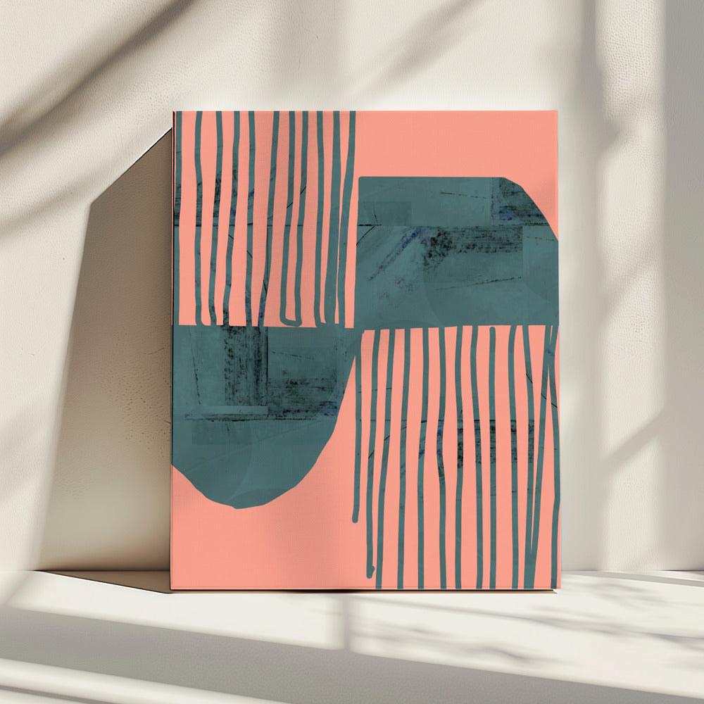 Turquoise &amp; Coral Abstraction 6 | Canvas