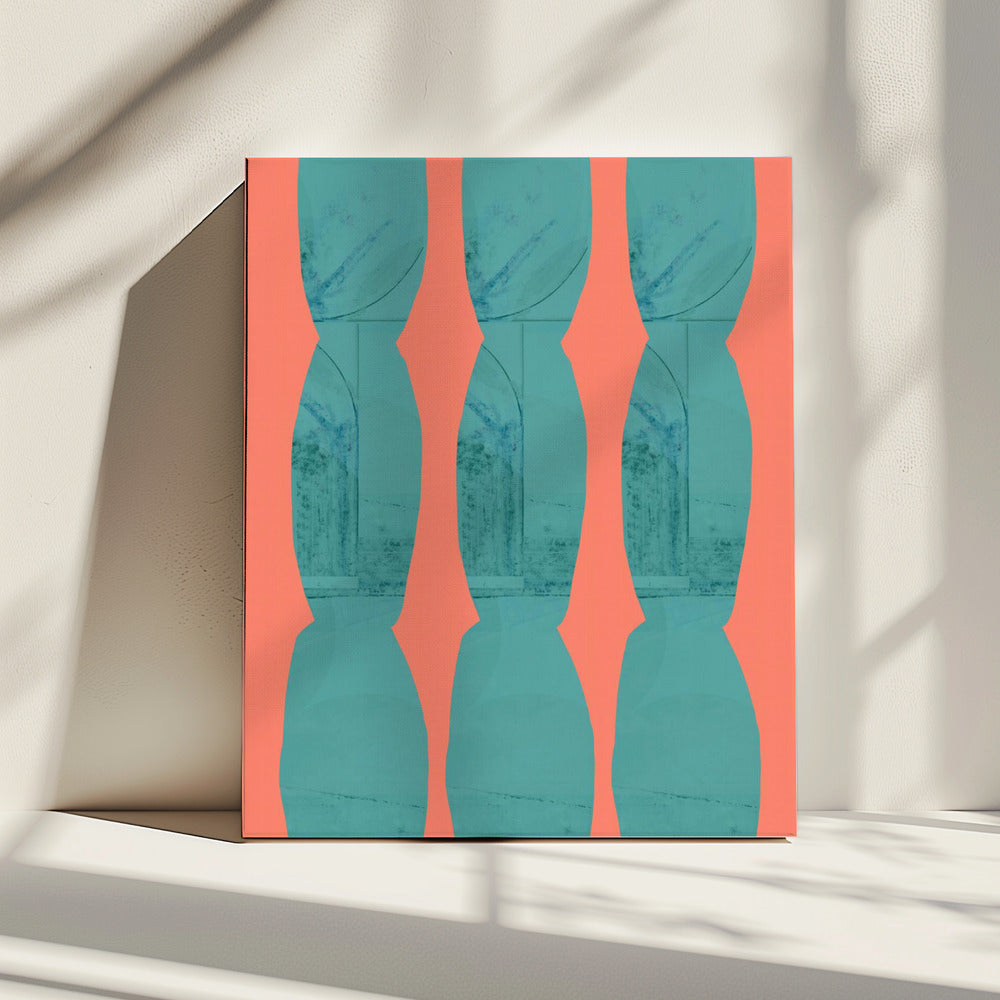 Turquoise &amp; Coral Abstraction 7 | Canvas