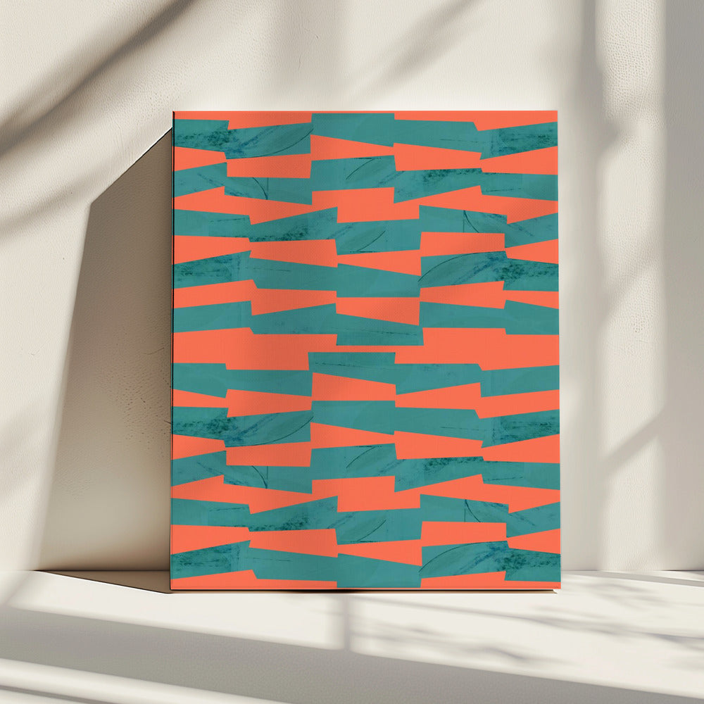 Turquoise &amp; Coral Abstraction 9 | Canvas