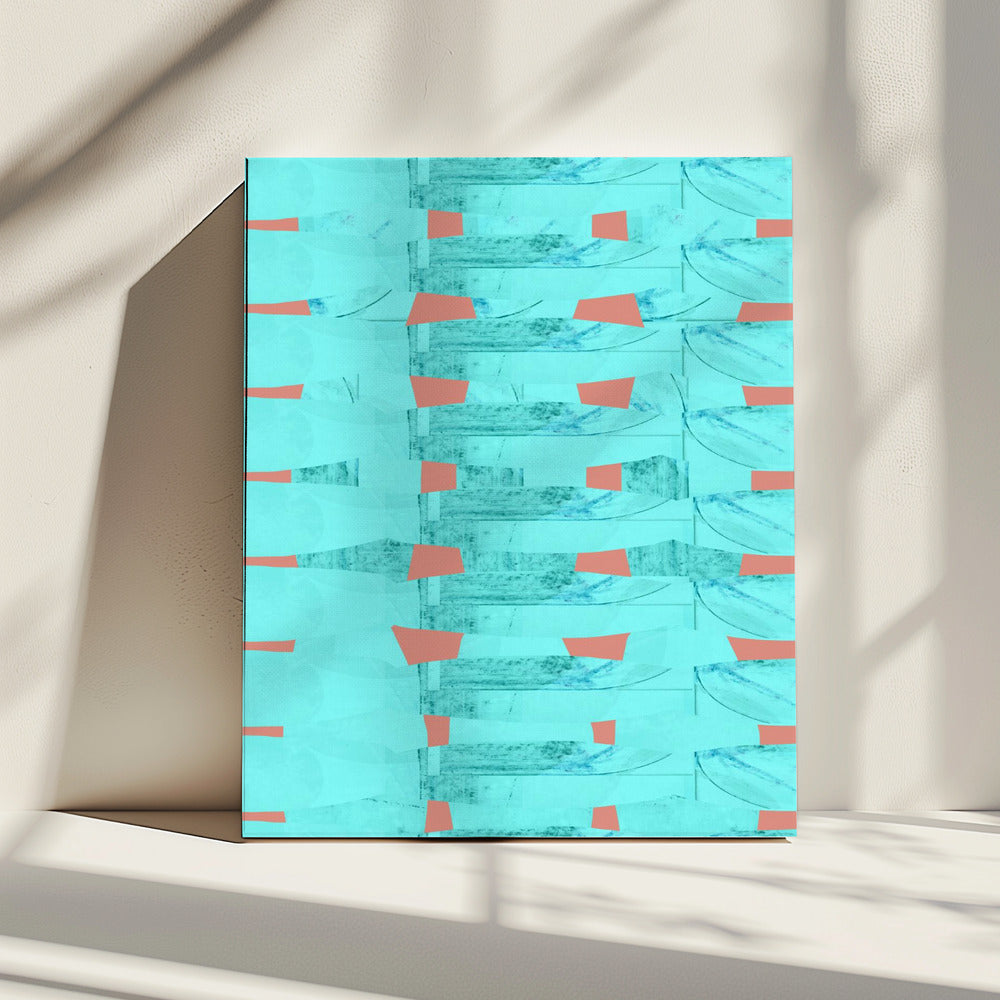 Turquoise &amp; Coral Abstraction 8 | Canvas