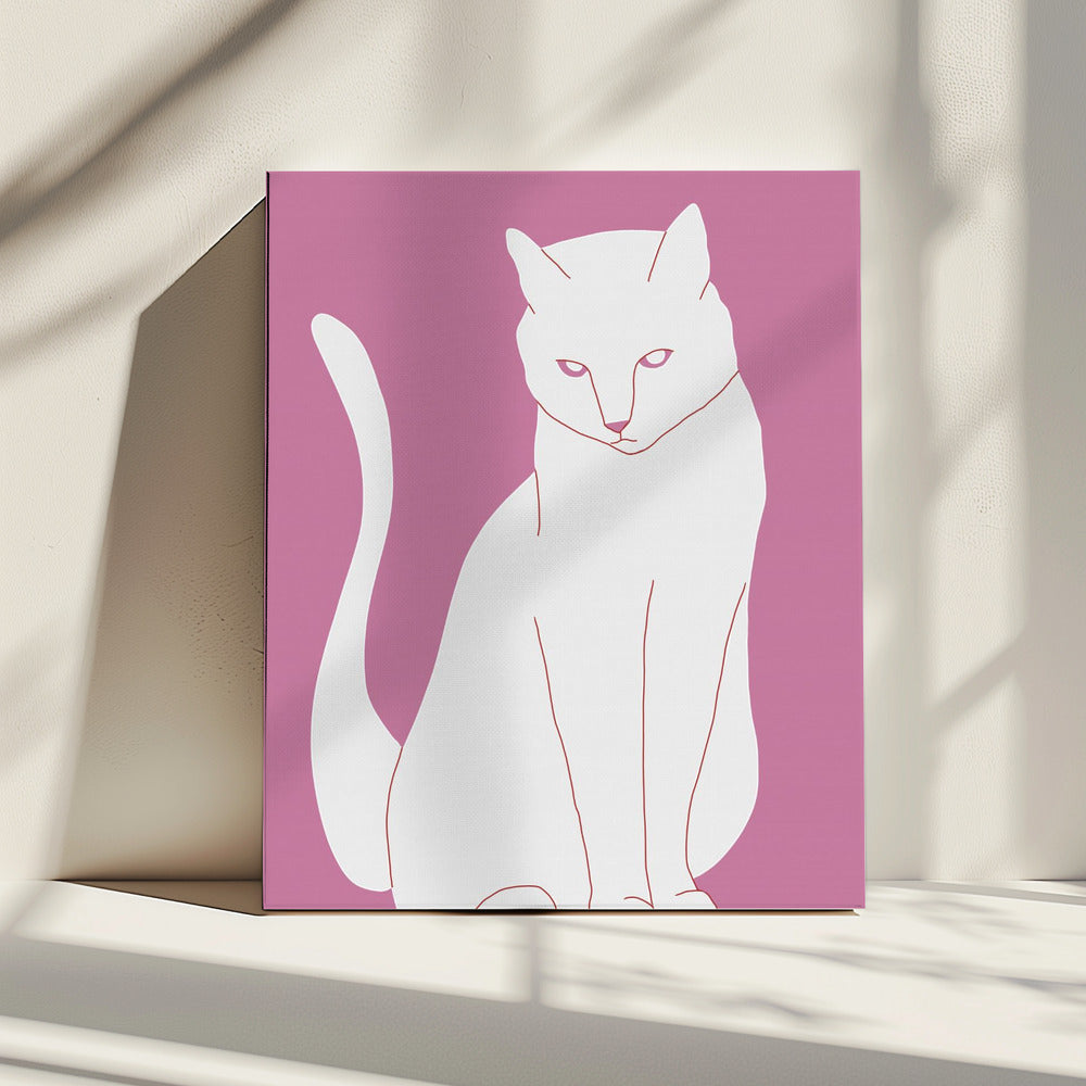 White and pink cat | Canvas