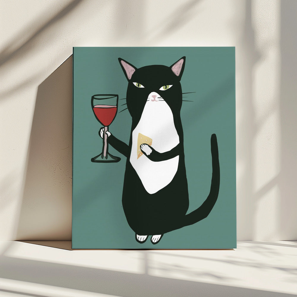 Cat with wine | Canvas