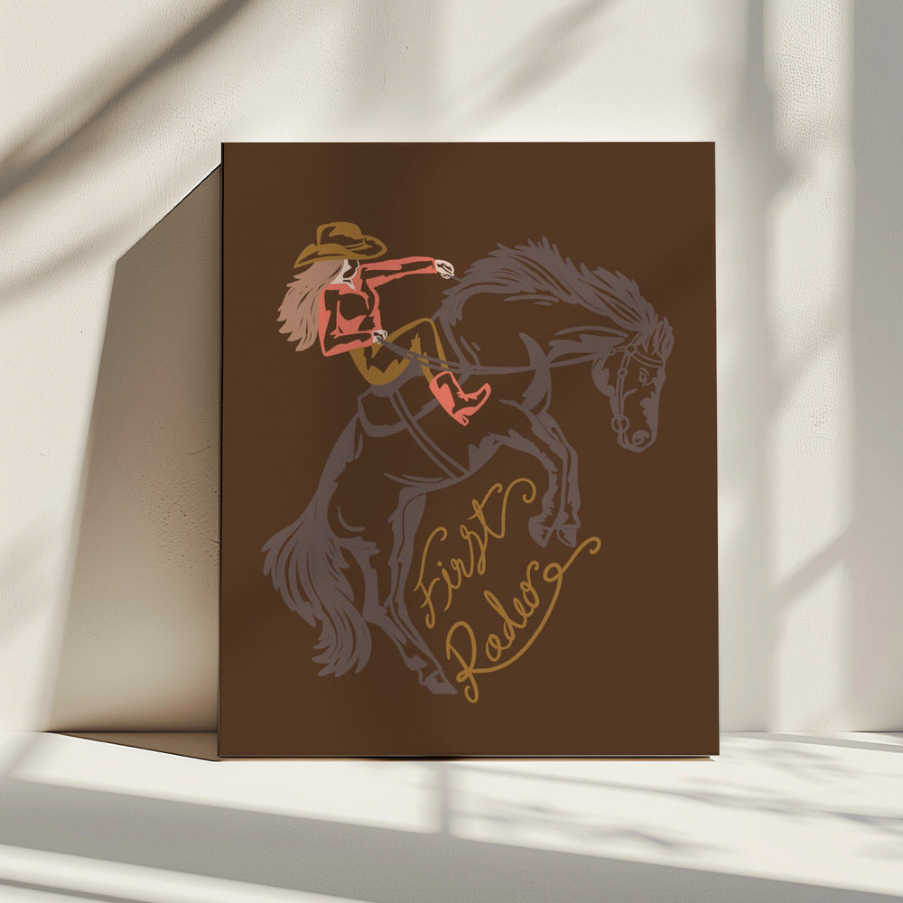 Cowgirl Riding A Rearing Horse | Canvas