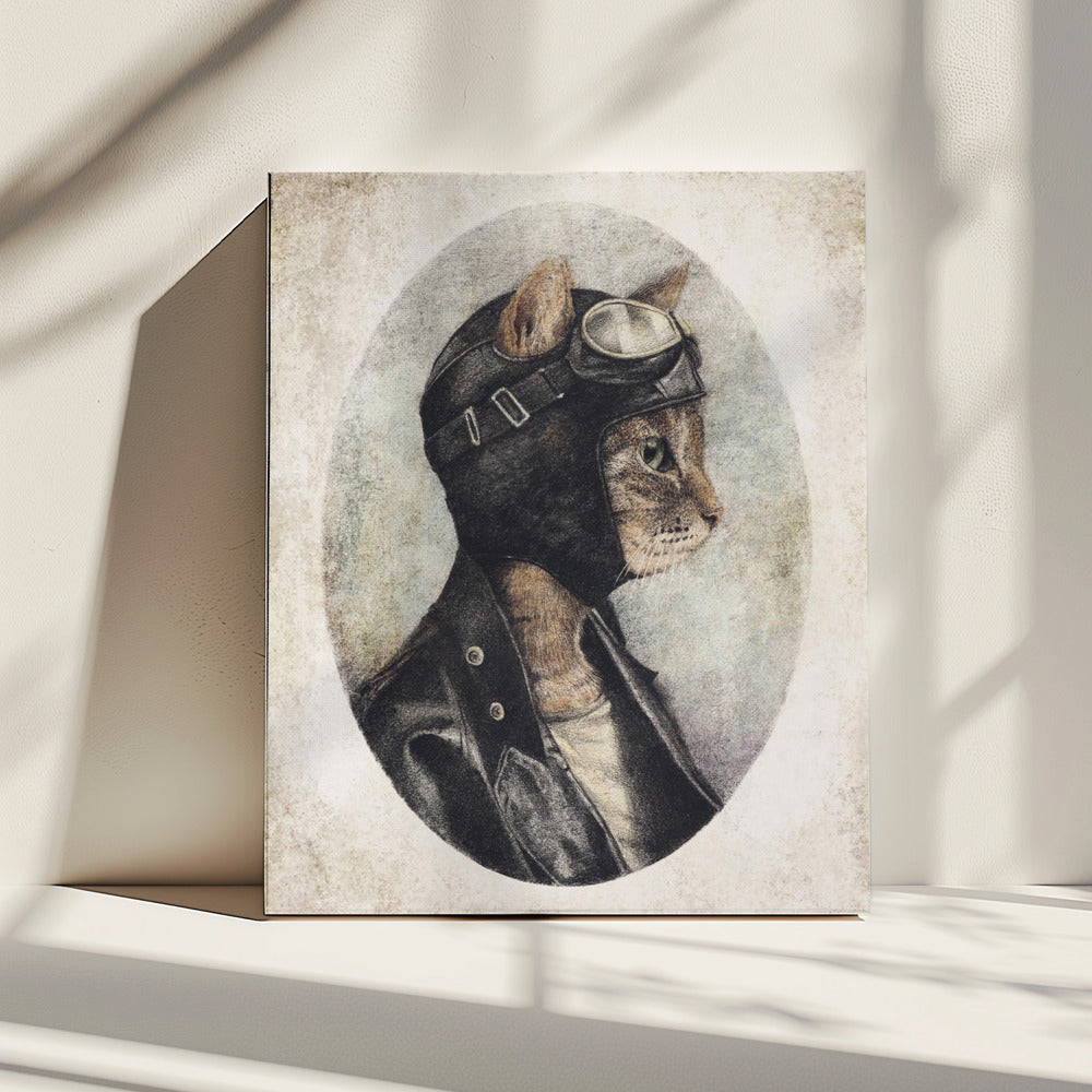 Stylish Cat Wearing A Leather Jacket | Canvas