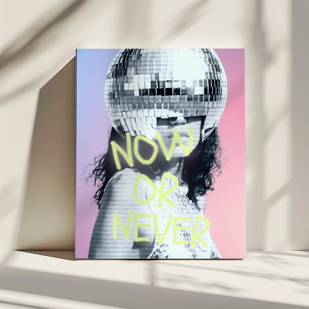 Woman with a Disco Ball Helmet | Canvas