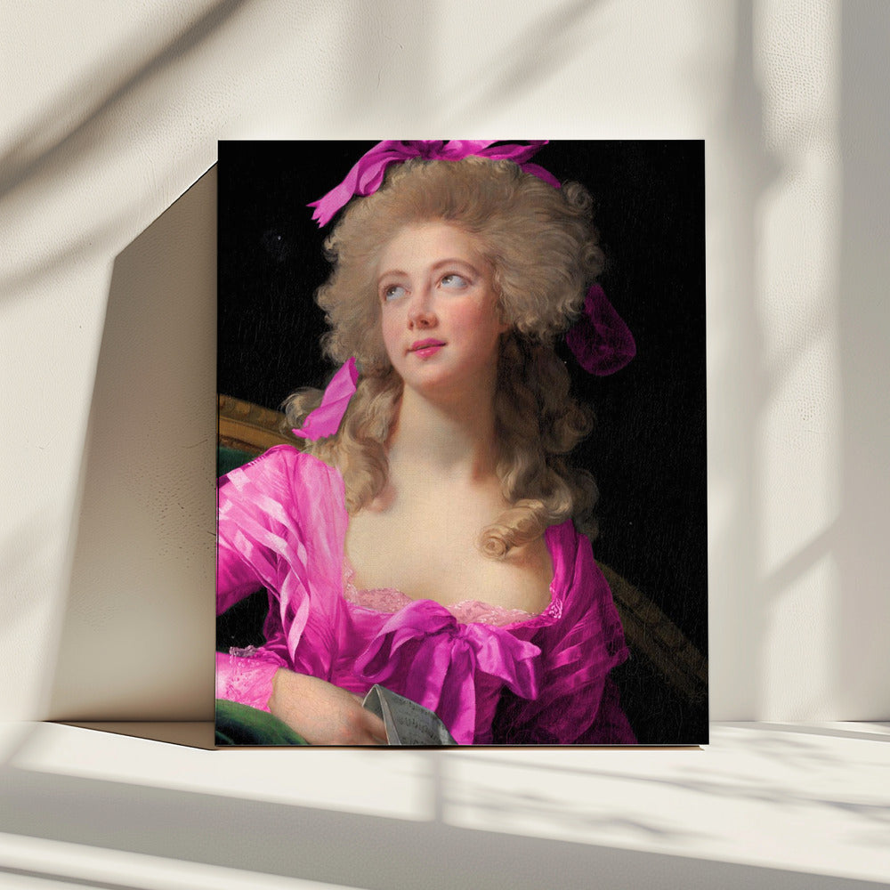 Woman in a Vibrant Pink Gown and Ribbon | Canvas