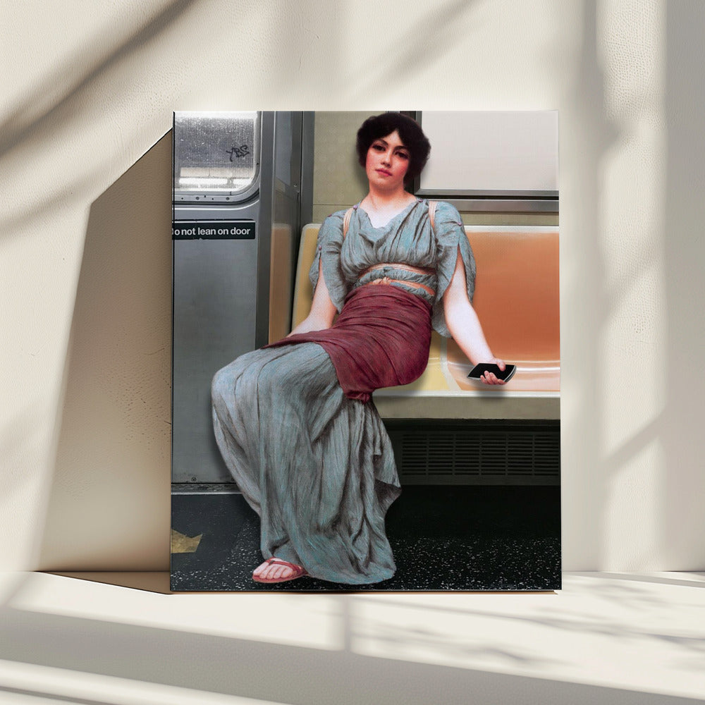 A Woman in Ancient Attire Seated in a Subway | Canvas