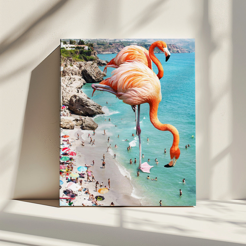 Flamingos On the Beach | Canvas