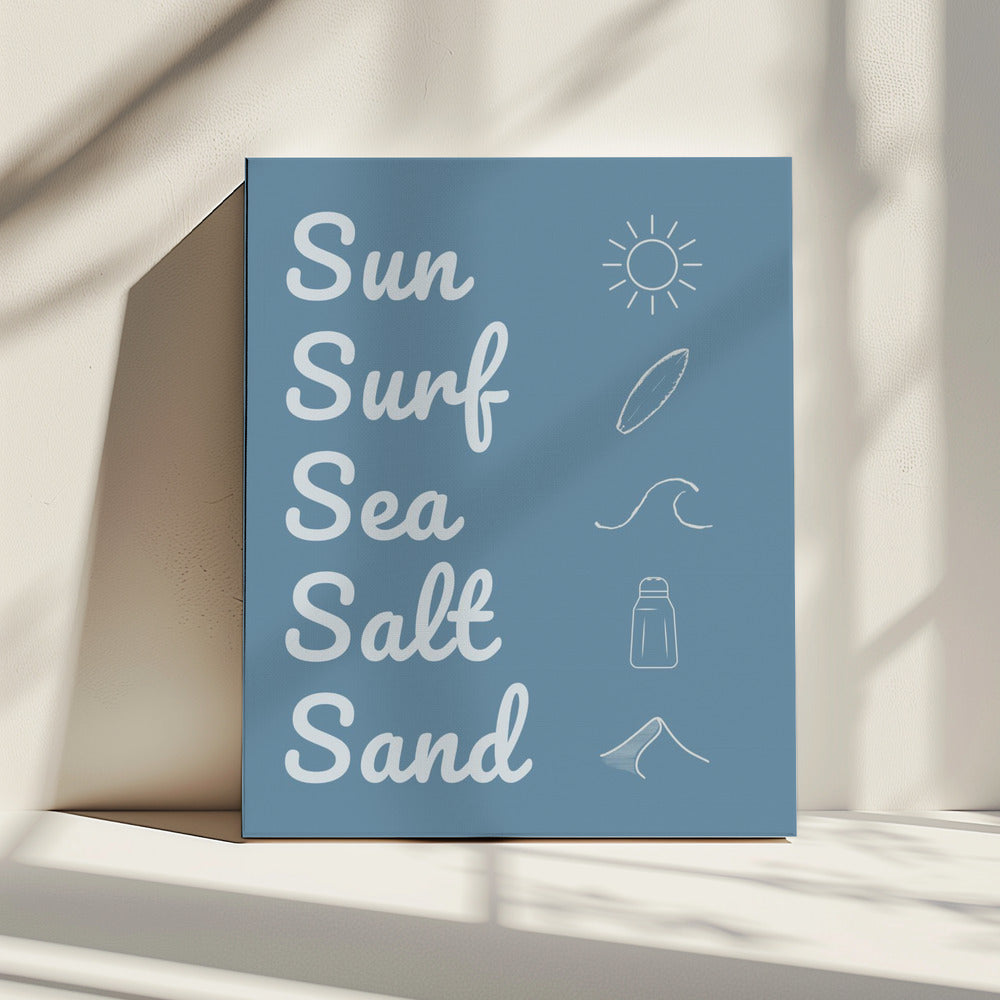 Sun Surf Sea Salt Sand Dark Blue | Canvas