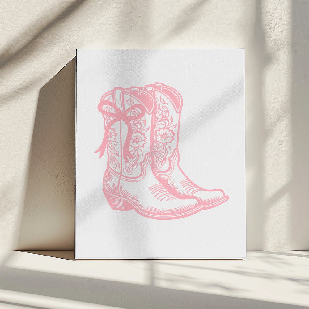 Pink Cowgirl Boots with Bow | Canvas