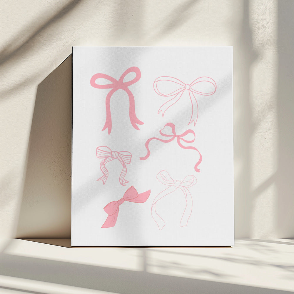 Six Pink Bows In Various Styles | Canvas