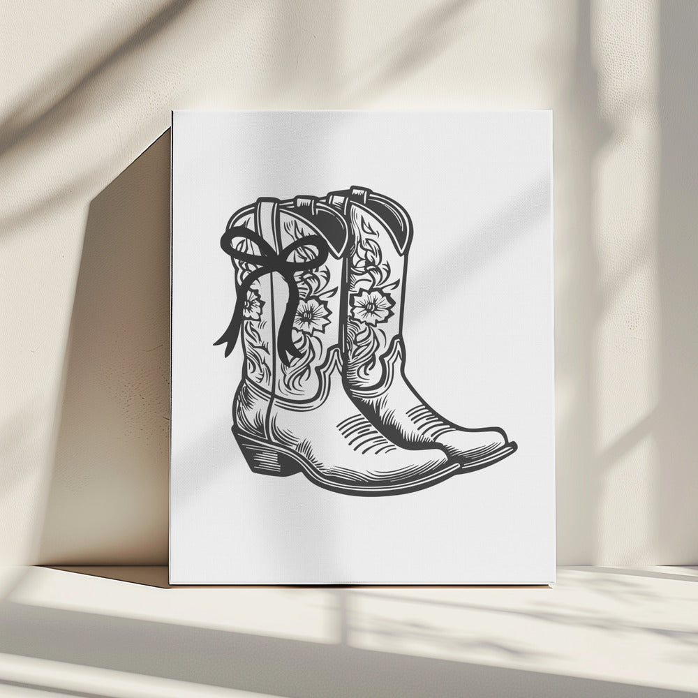 Black Cowgirl Boots with Bow | Canvas