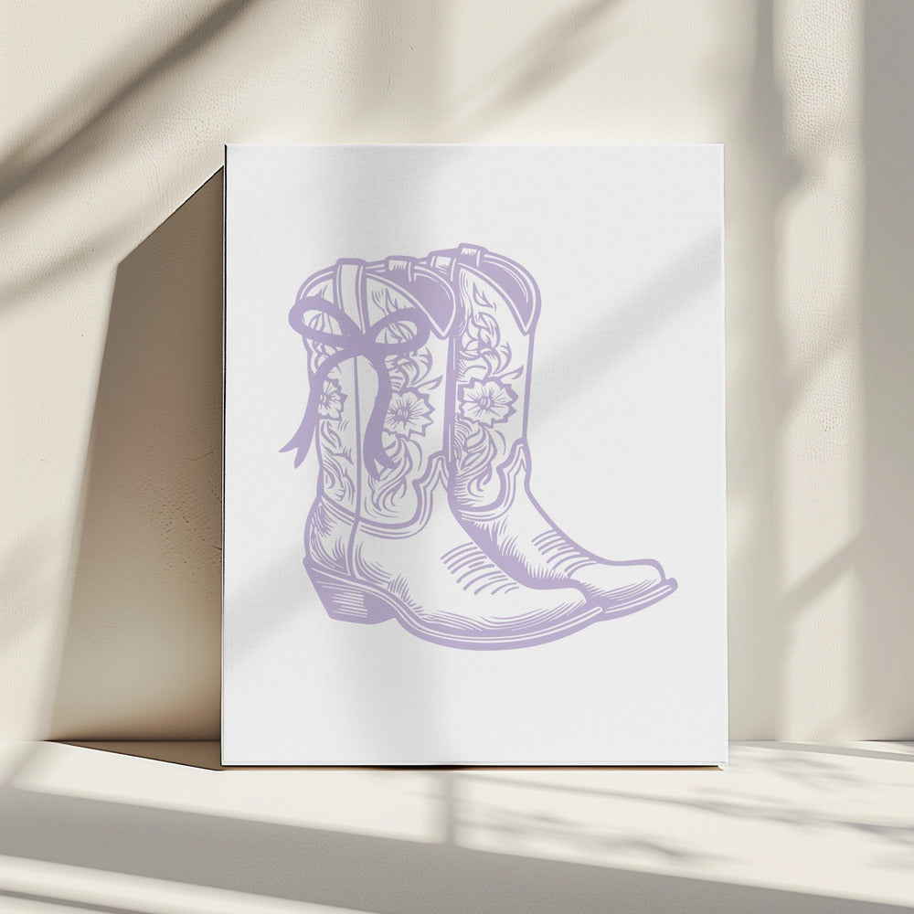 Purple Cowgirl Boots with Bow | Canvas