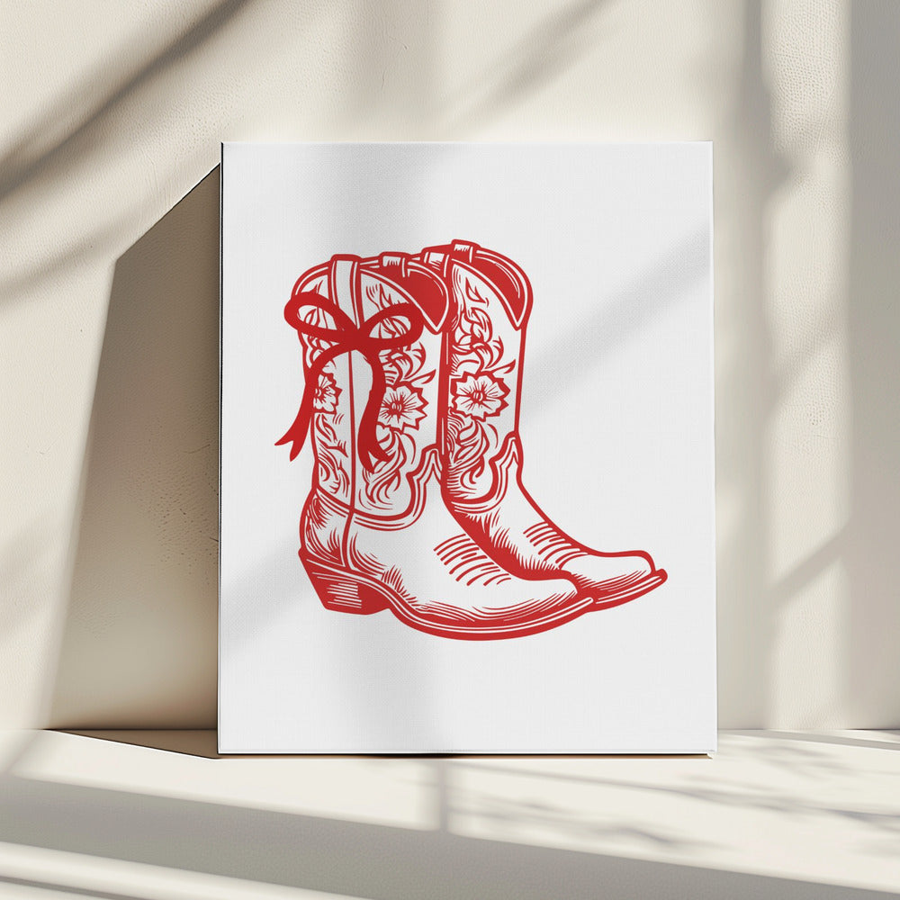Red Cowgirl Boots with Bow | Canvas
