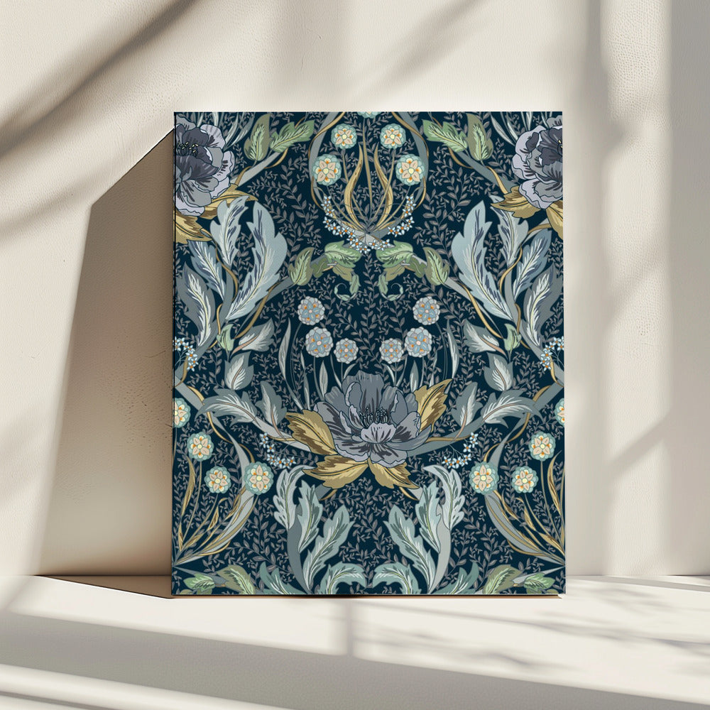 Floral Heritage Morris moonshine blue pattern | Canvas