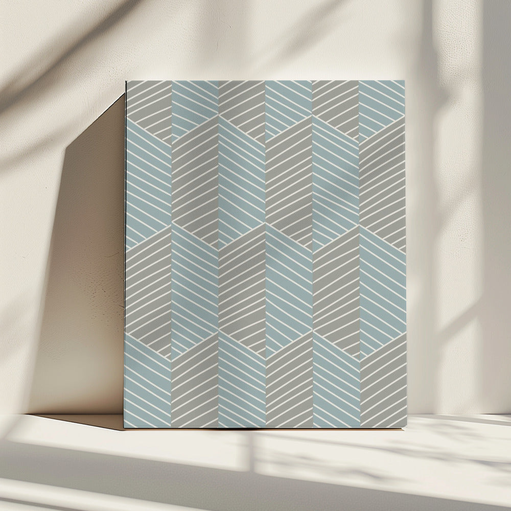 Floral Heritage herringbone grey-blue pattern | Canvas