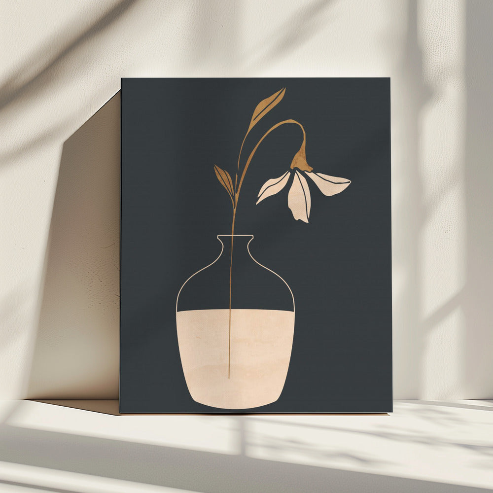 Minimal Abstract Art Vase Flower | Canvas