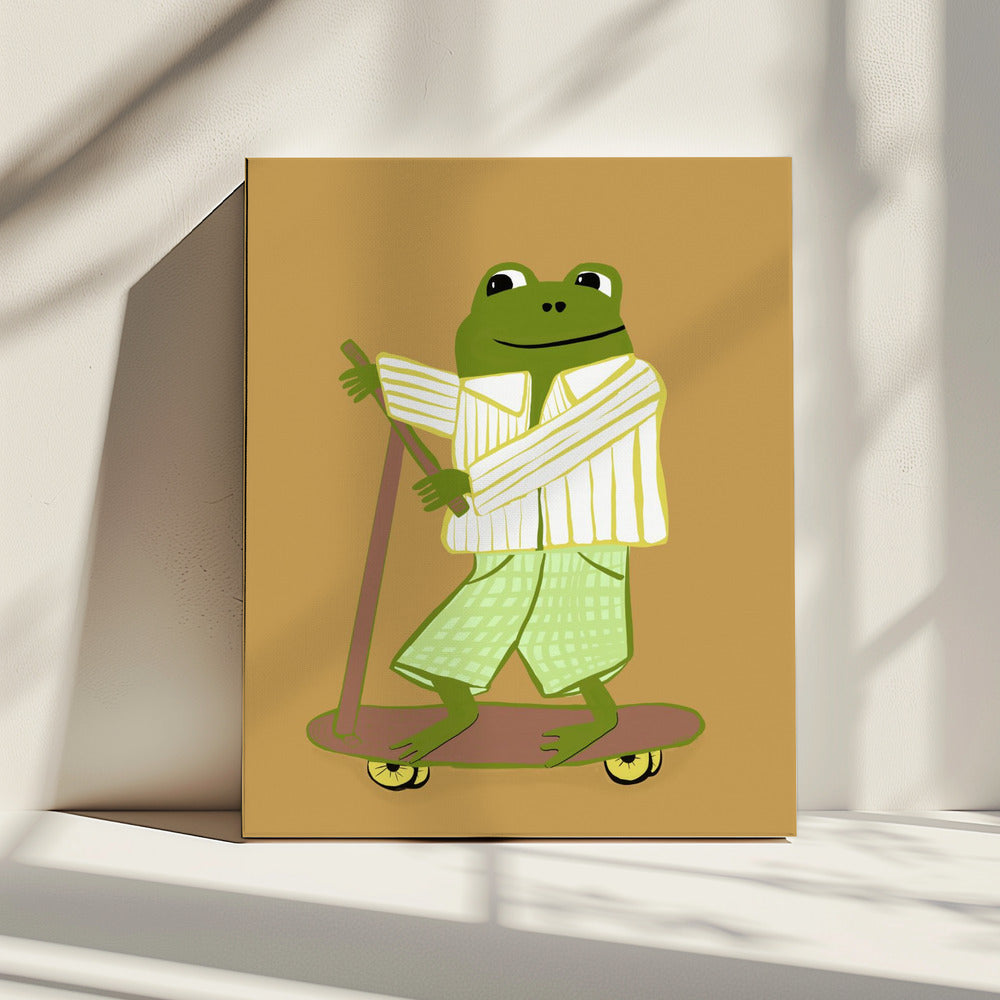 Frog on scooter | Canvas