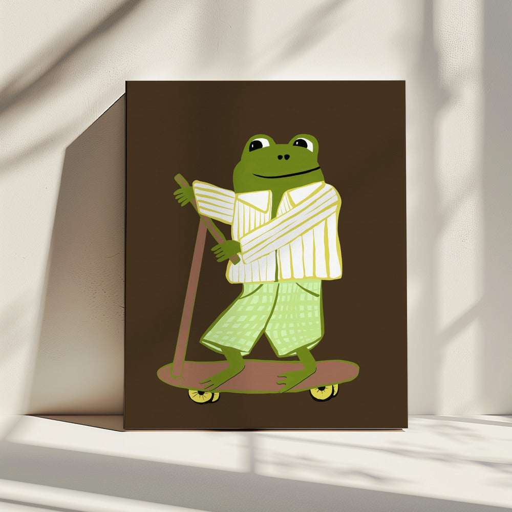 Frog on scooter | Canvas