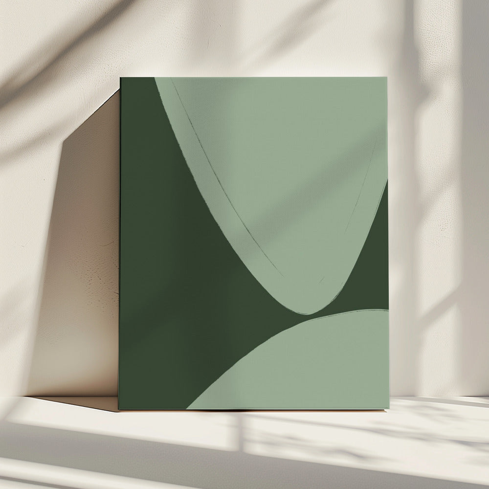 Green Curved Shapes | Canvas
