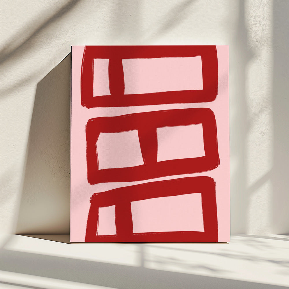 Red Symmetry Blocks | Canvas