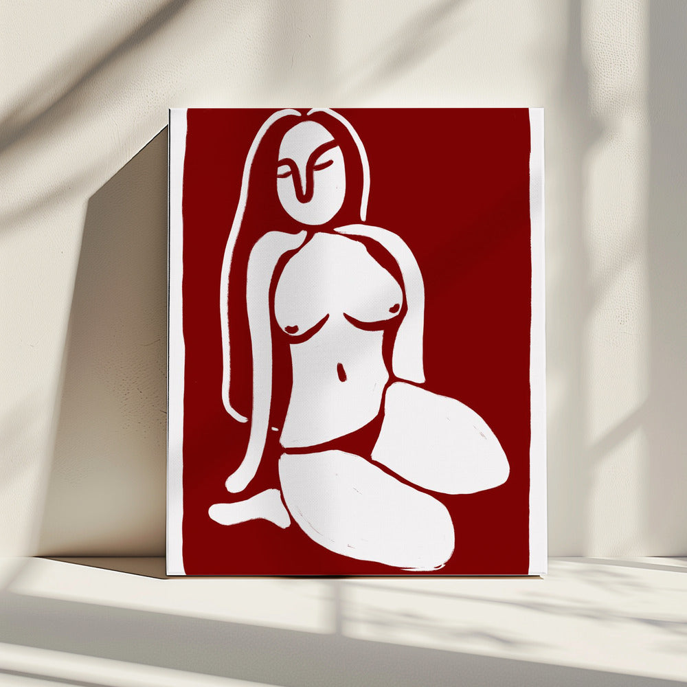 Stylized Nude Figure in a Seated Pose | Canvas