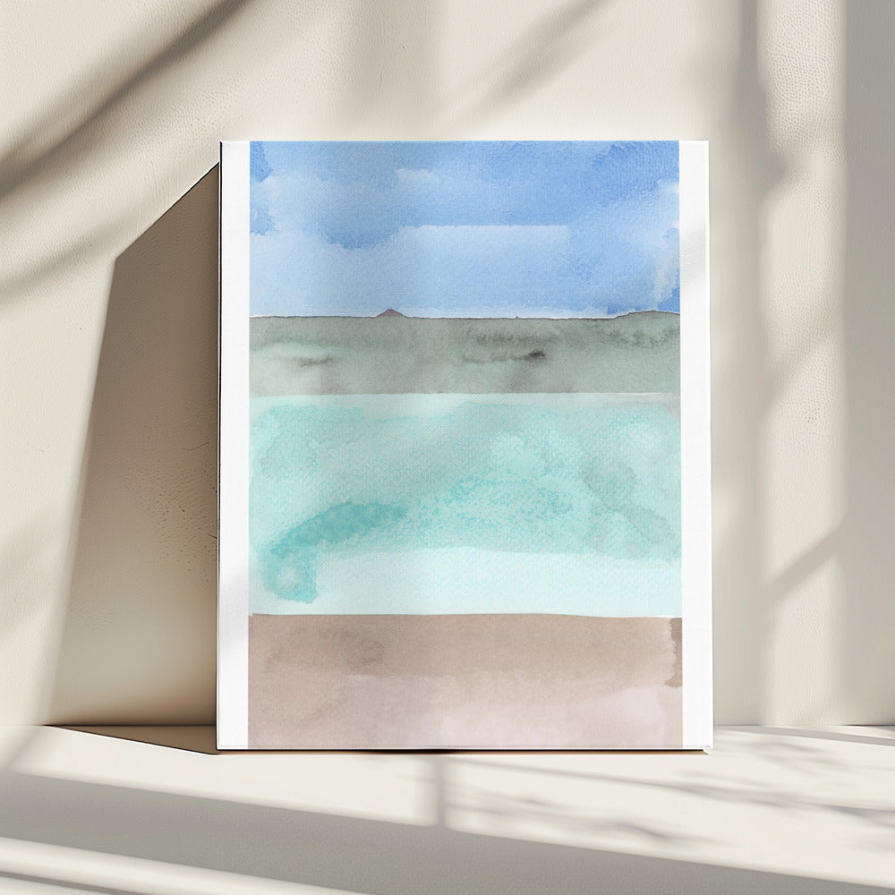 Abstract Horizontal Bands Of Blue,Green And Beige | Canvas