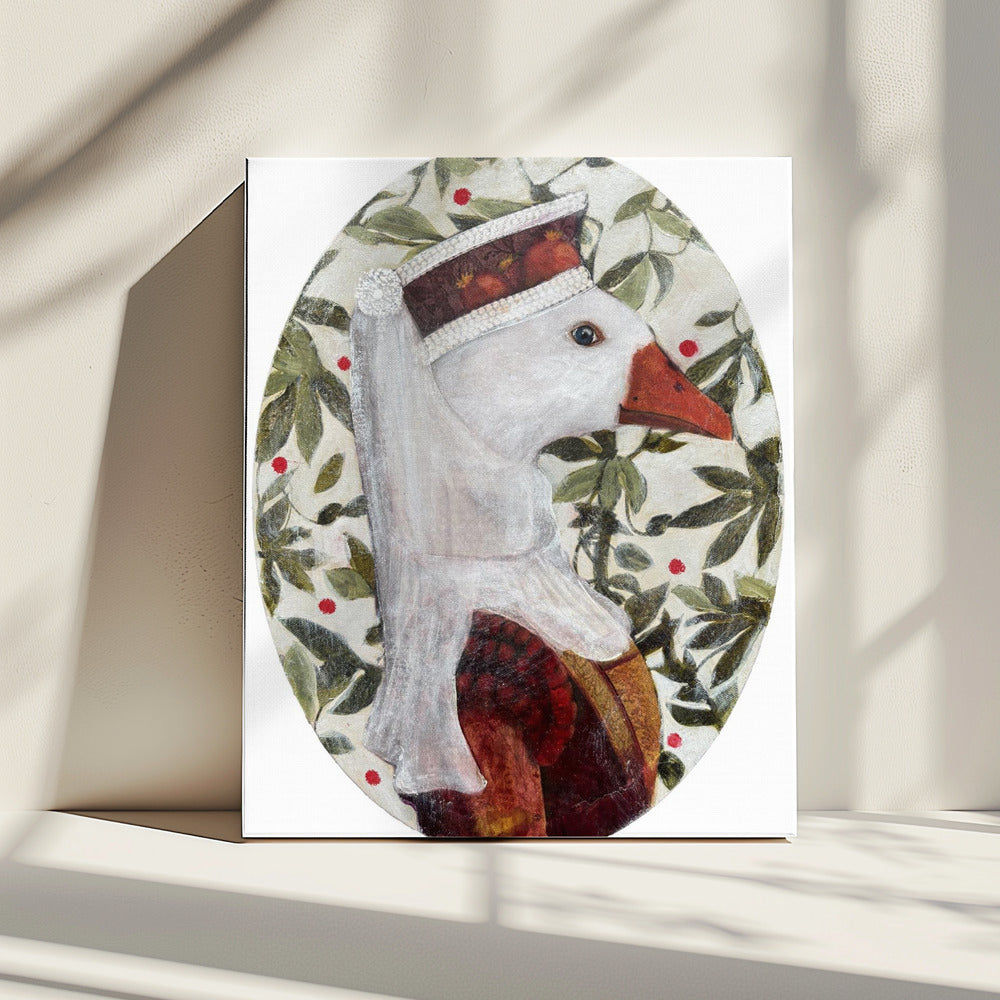 Cata With Green Leafs | Canvas