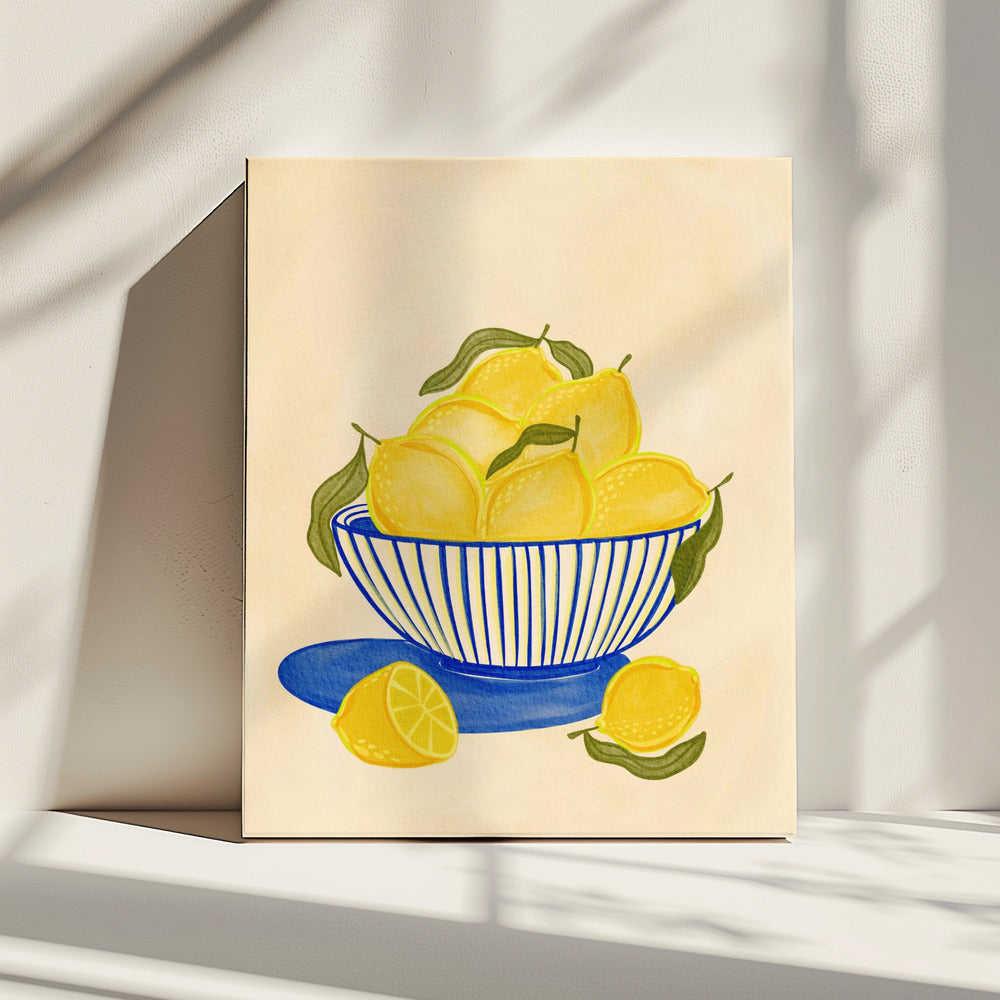 Bowl Of Vibrant Yellow Lemons | Canvas