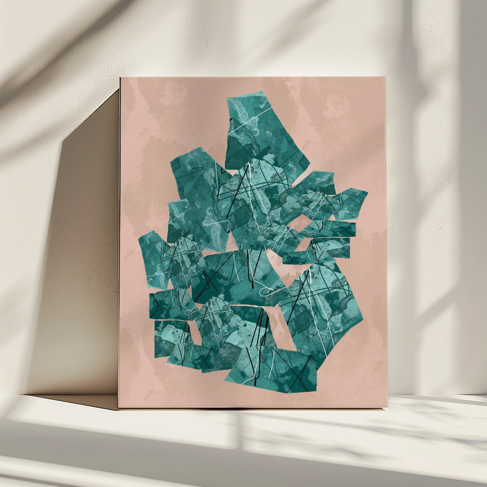 Green Geometric Shapes With Textured Patterns | Canvas