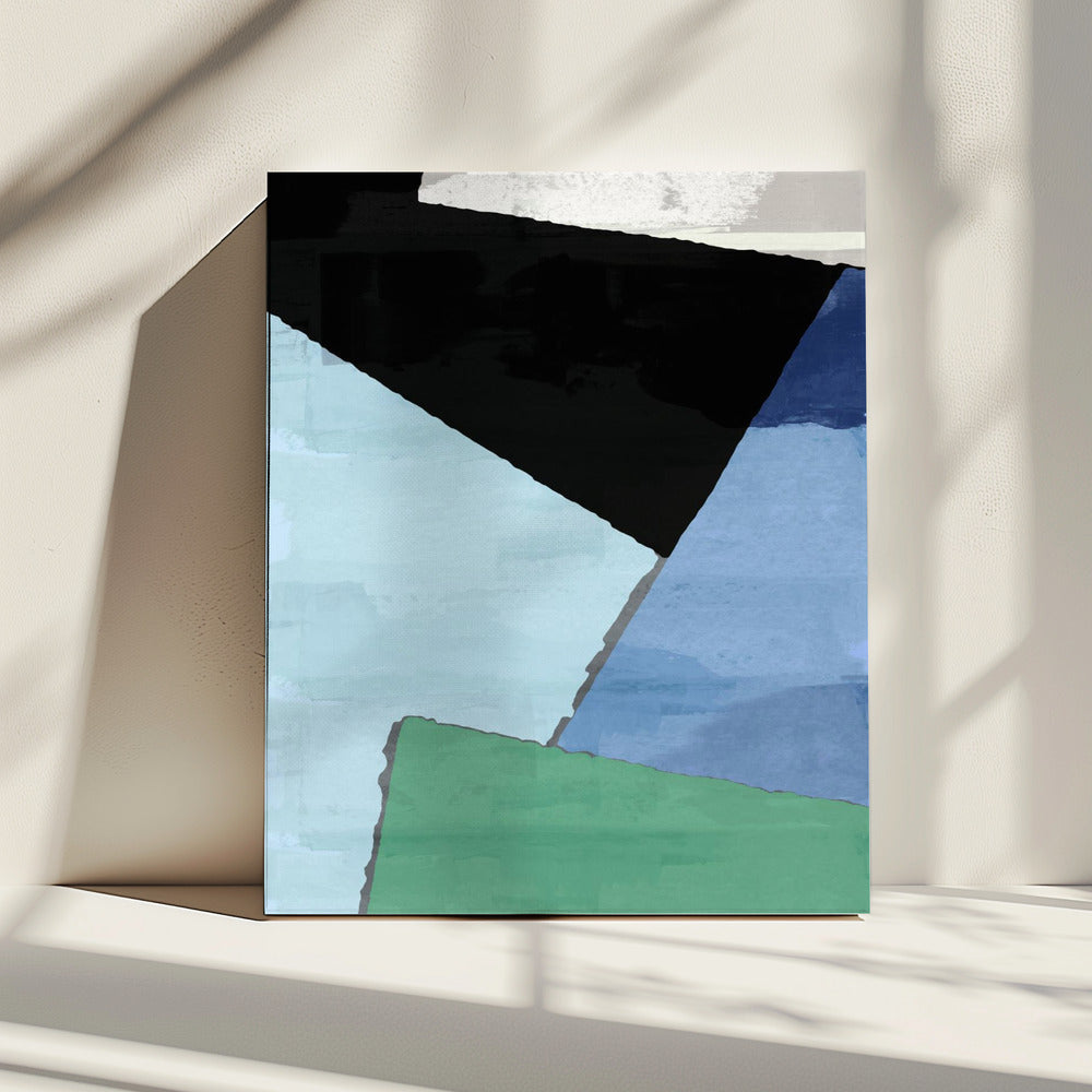 Abstract Blocks in Blue, Green and Black | Canvas