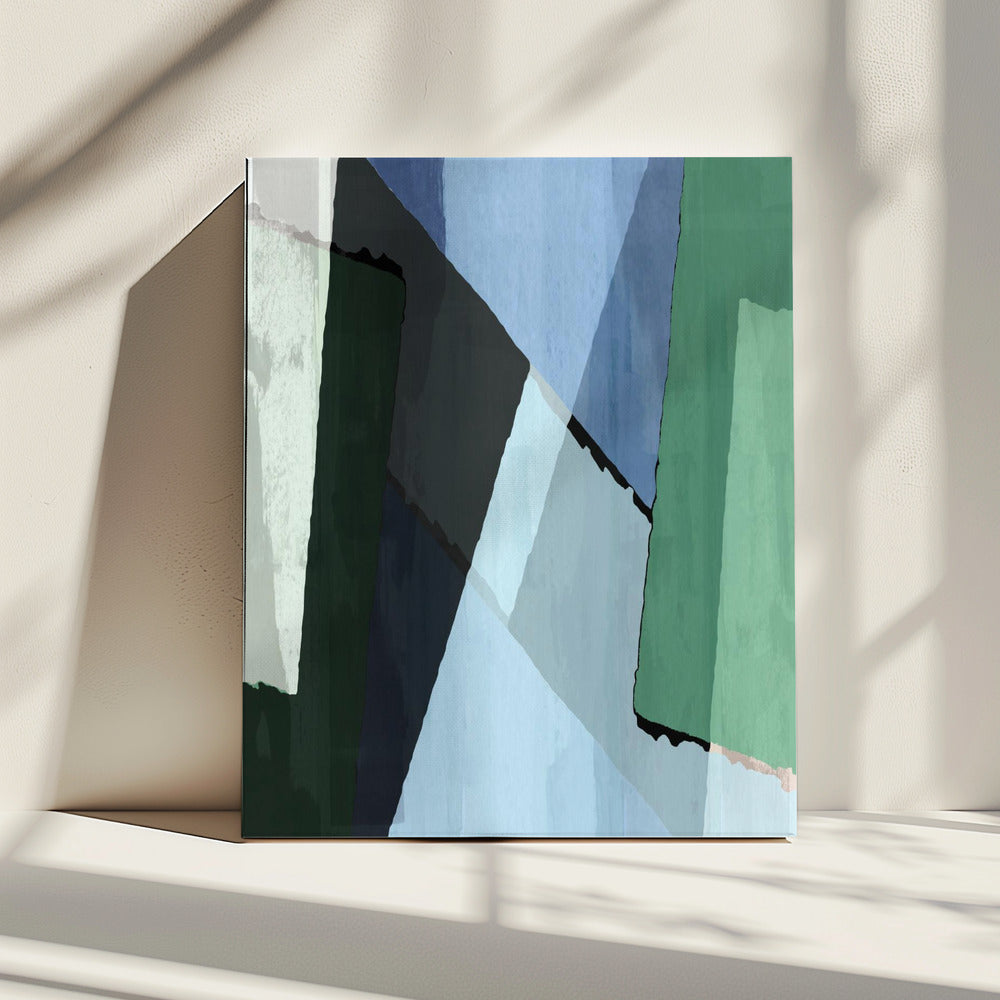 Abstract Blocks in Blue, Green and Black | Canvas