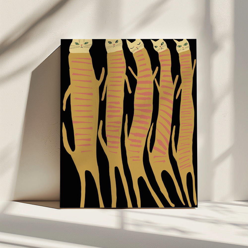 Five long cats | Canvas