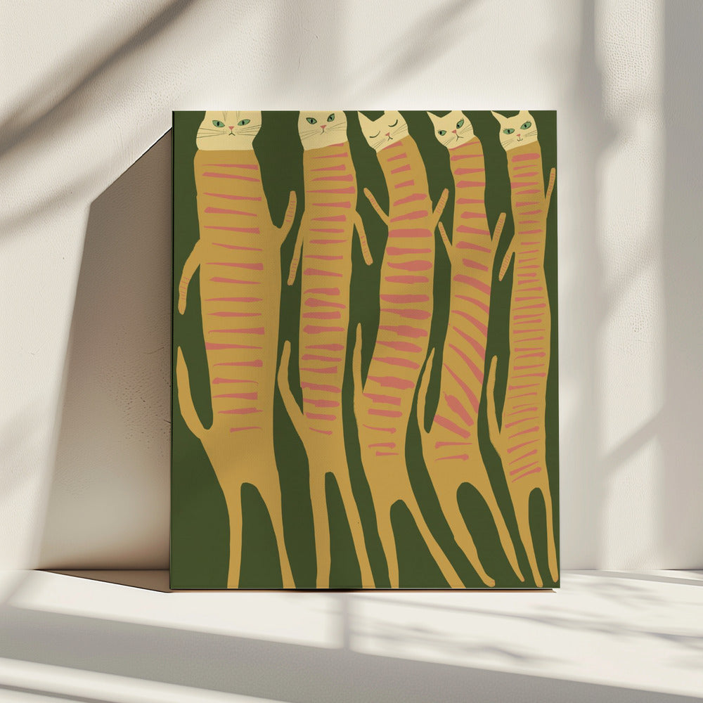Five long cats | Canvas