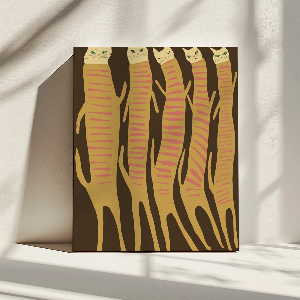 Five long cats | Canvas