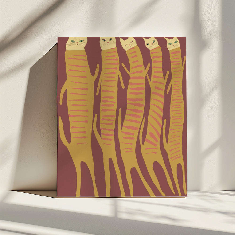 Five long cats | Canvas