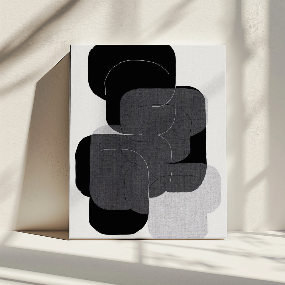 Abstract Forms in Black, Grey and White | Canvas